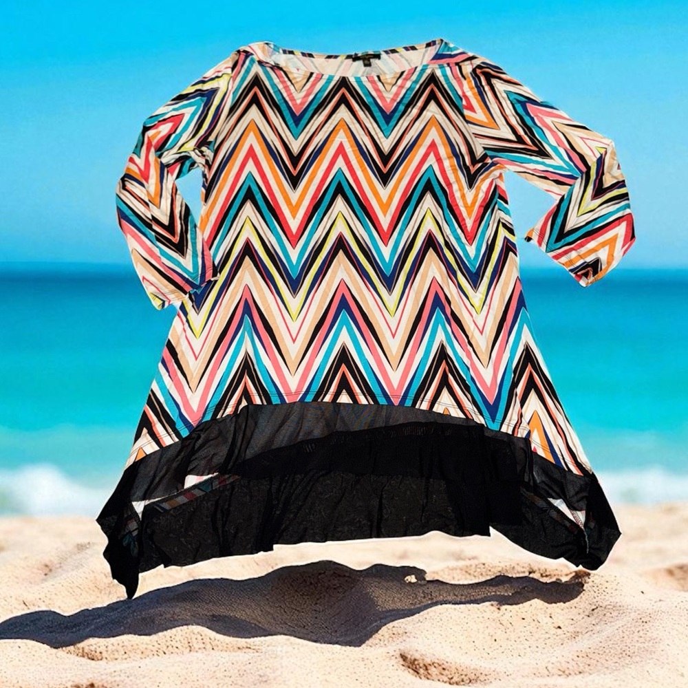 Colorful Chevron Tunic Top Womens XL Cupio